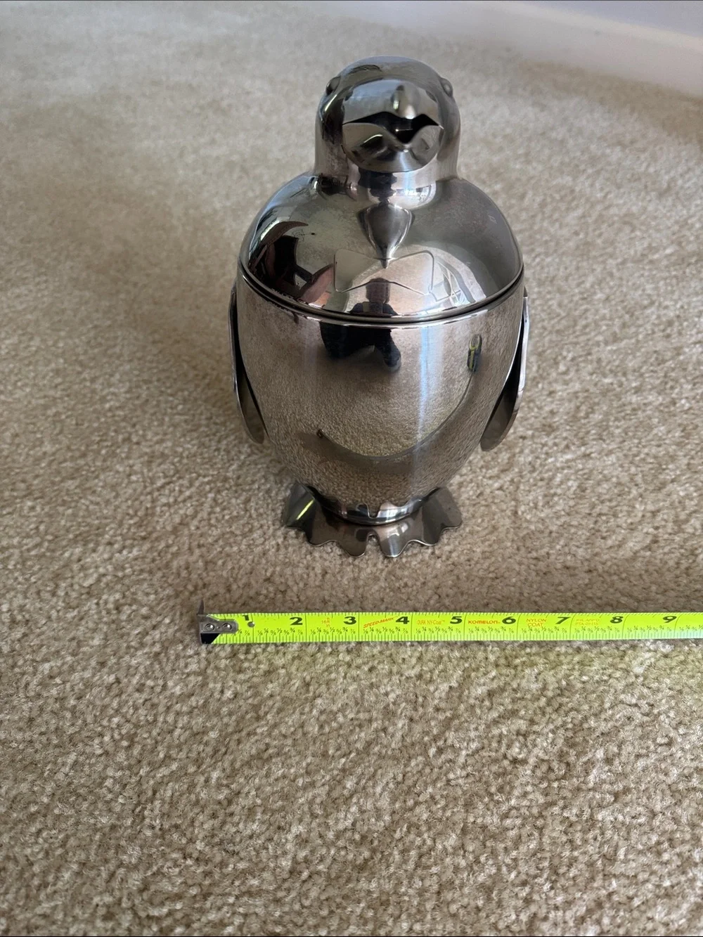 Mid Century Modern Vintage Stainless Steel Penguin Ice Bucket